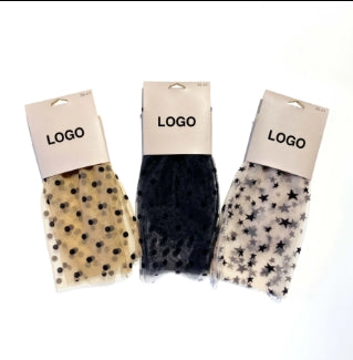 Women's Casual Transparent Breathable Crew Socks - Dot Pattern with Snag Resistance