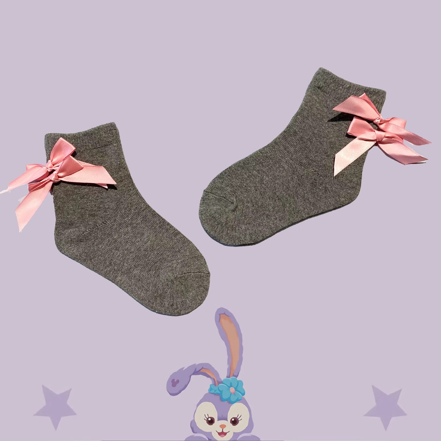 Pressure Sensors Transmitters Anti-Slip Girls' Socks with Custom Design Ribbons for Children