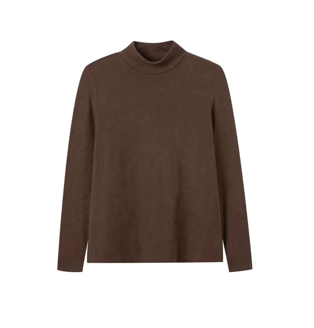 High Quality Retro Fashion Women's Top T-Shirt Basic Slim Long Sleeve Square Collar Soft Chiffon Knitted Casual Commuter T-Shirt