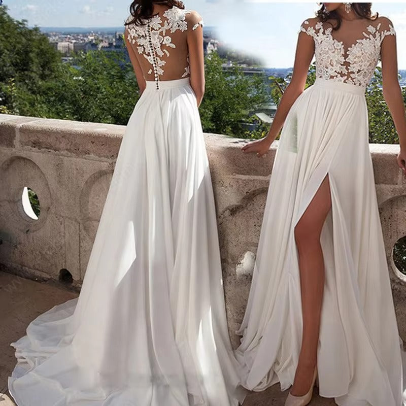 Modern Women's A-Line Wedding Party Dress Sexy Deep V-Neck Open Lace Backless Design Nightclub Evening Wear Plus Size Wholesale
