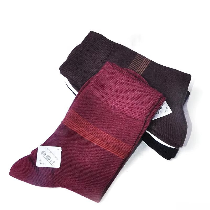 Men's Calf High Business Socks Made of Mulberry Silk