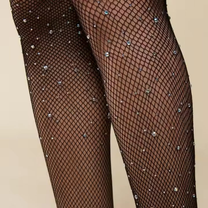 Carnival Festival Custom-Color Sexy Women's Rhinestone Fishnet Pantyhose/Tights