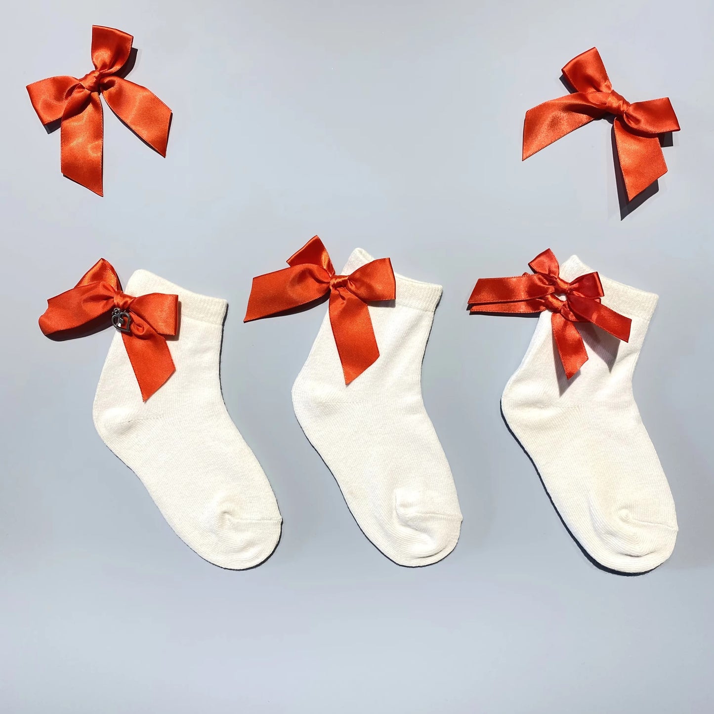 Pressure Sensors Transmitters Anti-Slip Girls' Socks with Custom Design Ribbons for Children