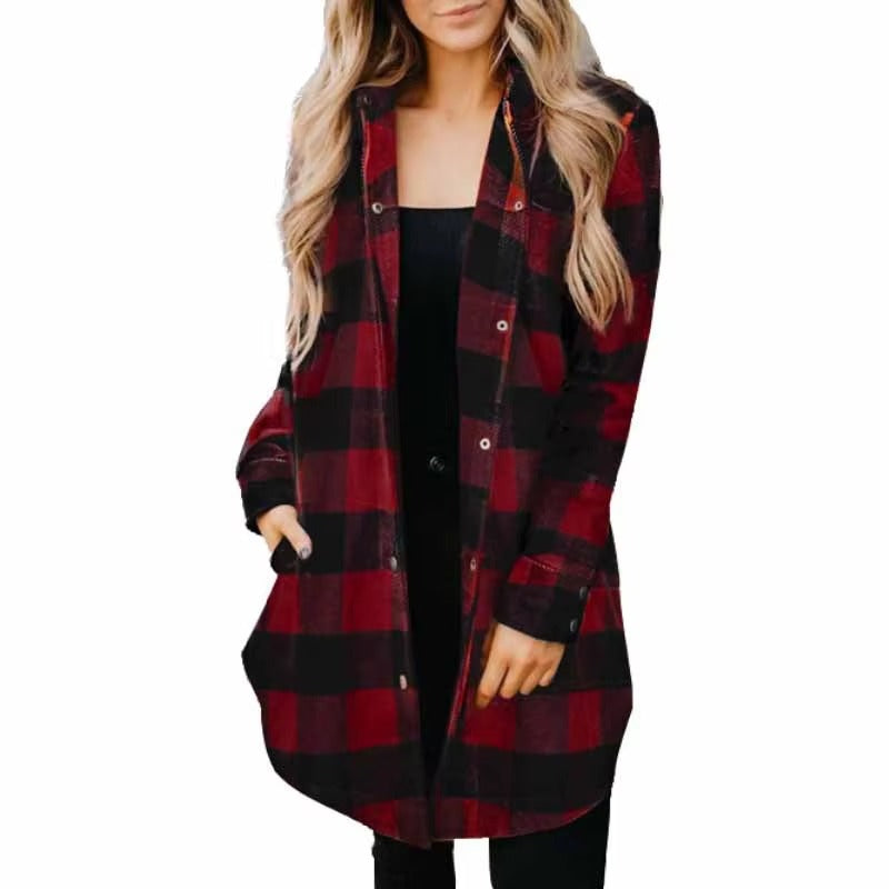 2024 Autumn New Simple Elegant Mature Fashion Trend Leisure High Street Holiday commuter Ladies All Matching Plaid Coat