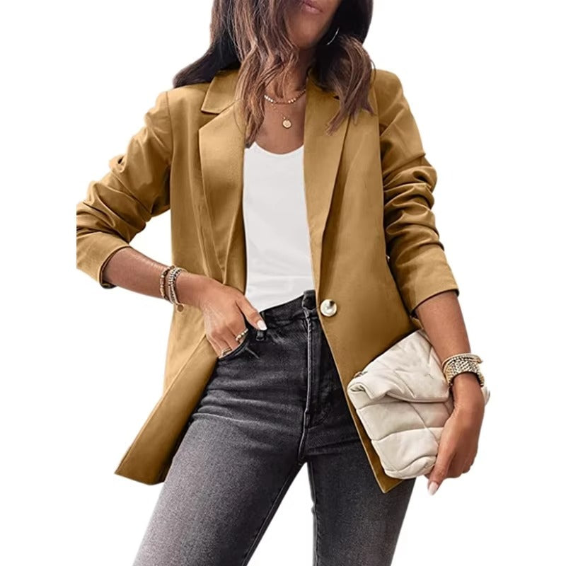 Intelligent Elegant Ladies Suit Jacket Spring & Fall Hot Sellers Long-Sleeved Slim Casual Commuter Woven Fabric Solid Color