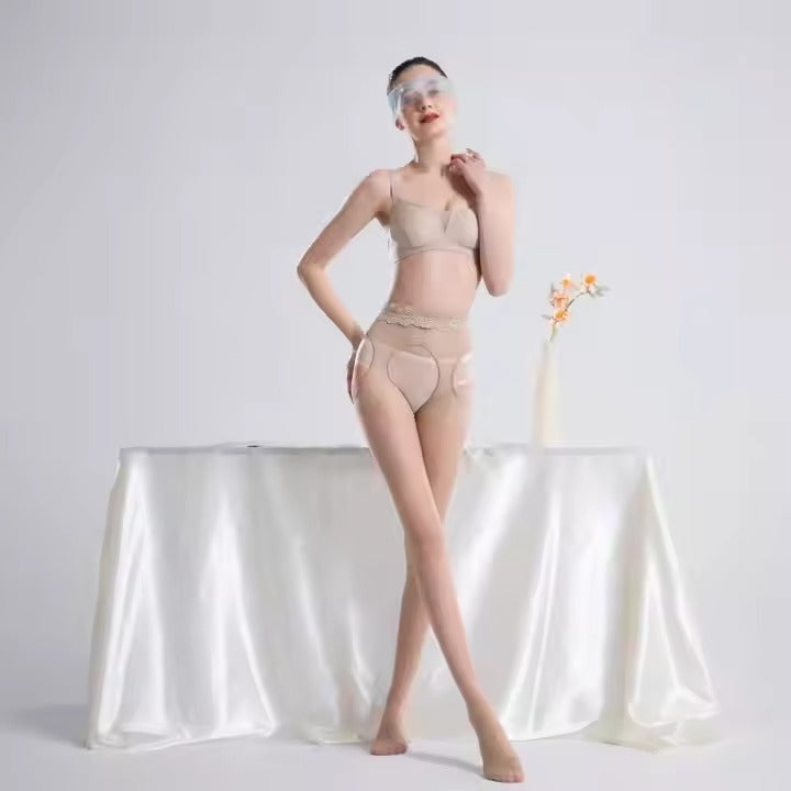 10D Sexy Sheer Open-Crotch Pantyhose for Mature Ladies | Seductive Erotic Tights