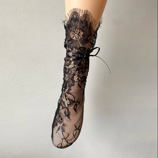 High-Quality Ultrathin Slouch Socks for Girls & Ladies - Sexy Lace Design with Custom Colors