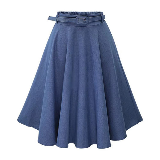 Women's High Quality Simple High Waist Denim Skirt Loose Stitching New Product-Korean Style Creativity Comfortable Elastic Word