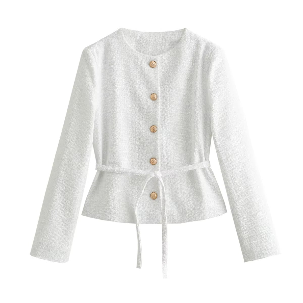 High-Quality Custom-Designed Solid-Color Patchwork Button Ladies' Coat | Cardigan Top for Party, Club & Afternoon Tea (Plain Dyed)