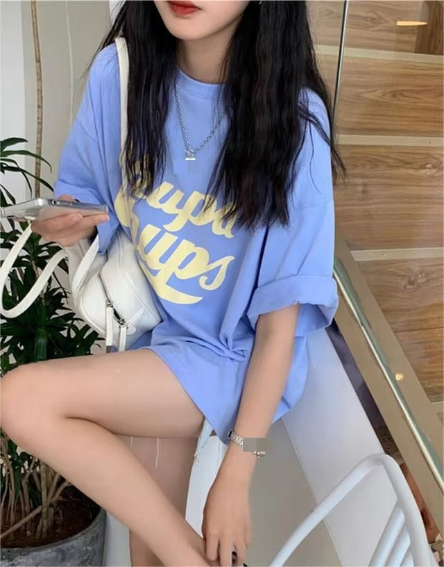 2024 Summer Hot Simple Fashion Age Reduction Fresh Sweet Comfortable Loose Leisure Home Cotton Letter Women's T-shirt