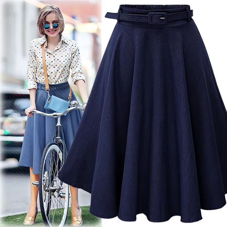 Women's High Quality Simple High Waist Denim Skirt Loose Stitching New Product-Korean Style Creativity Comfortable Elastic Word