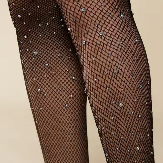 Carnival Festival Custom-Color Sexy Women's Rhinestone Fishnet Pantyhose/Tights