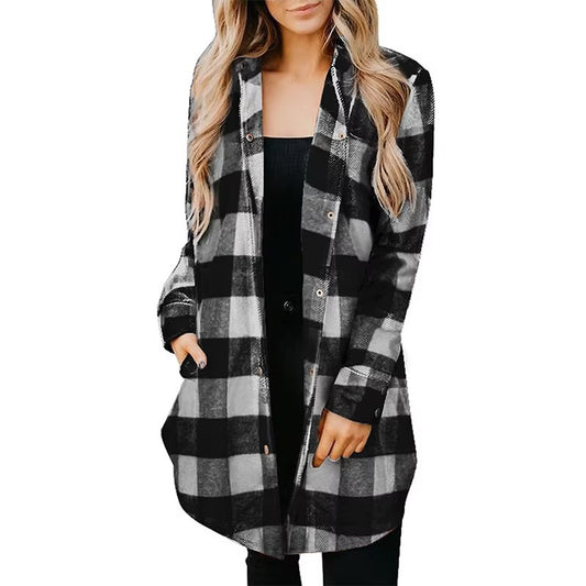 2024 Autumn New Simple Elegant Mature Fashion Trend Leisure High Street Holiday commuter Ladies All Matching Plaid Coat