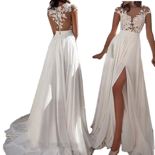 Modern Women's A-Line Wedding Party Dress Sexy Deep V-Neck Open Lace Backless Design Nightclub Evening Wear Plus Size Wholesale