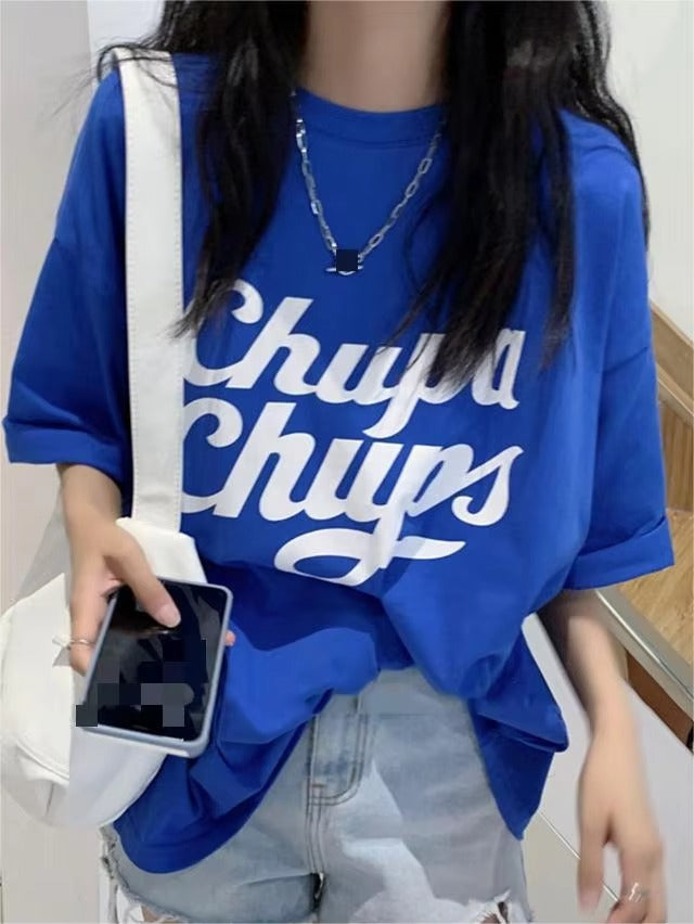 2024 Summer Hot Simple Fashion Age Reduction Fresh Sweet Comfortable Loose Leisure Home Cotton Letter Women's T-shirt