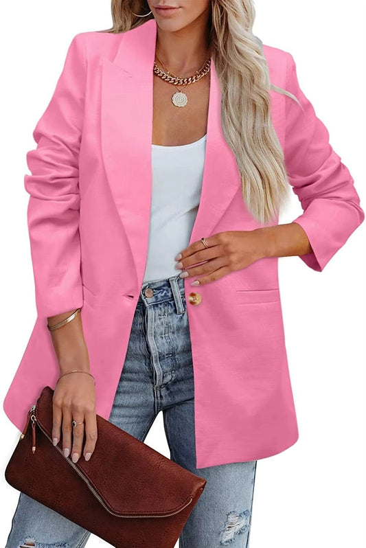 Autumn New Simple Fashion Solid Color Elegant Single Button Temperament Professional Slim-fit commuter Casual Ladies Suit Jacket