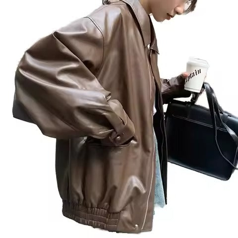 2024 Autumn and Winter New Striped Fashion Loose Long Sleeve V-neck Shirt Breathable Spliced round Neck Casual Base Shirt