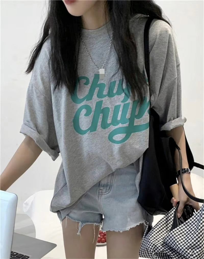2024 Summer Hot Simple Fashion Age Reduction Fresh Sweet Comfortable Loose Leisure Home Cotton Letter Women's T-shirt