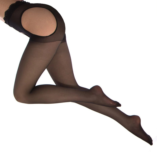 10D Sexy Sheer Open-Crotch Pantyhose for Mature Ladies | Seductive Erotic Tights
